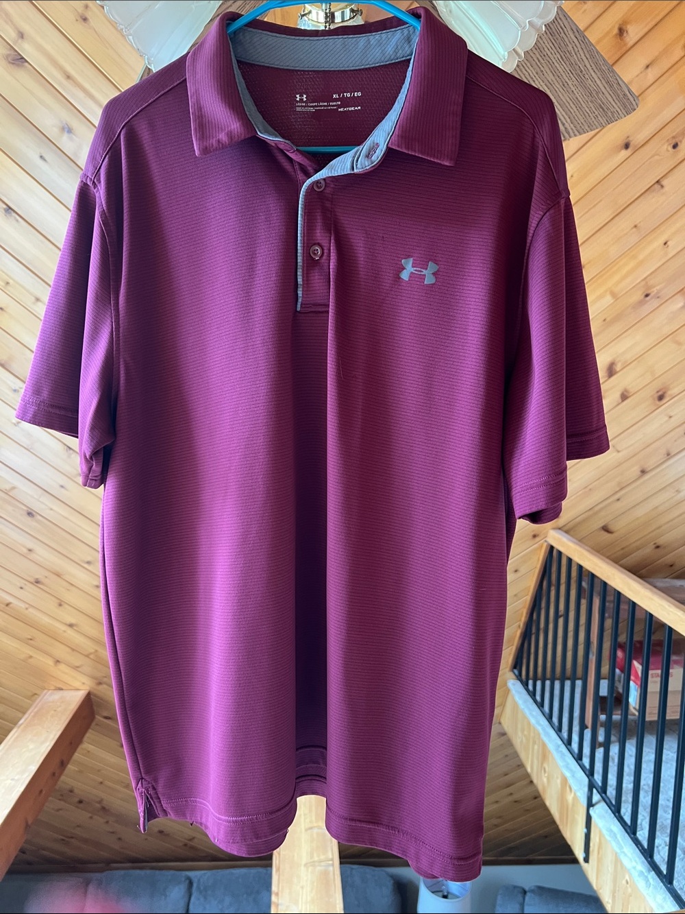 Under Armour Men's Polo Shirt in Burgundy with Gray Trim